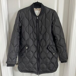 Anthropologie Avec Les Filles Women Black Quilted Longline Puffer Coat XS Bomber